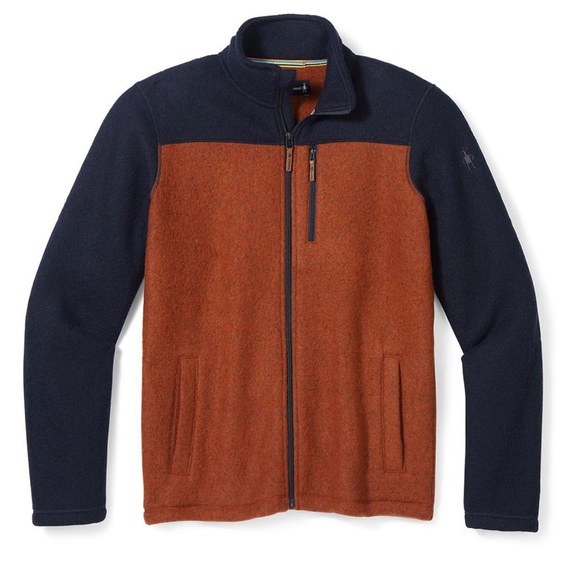 Smartwool Men's Hudson Trail Fleece Full Zip Jacket - Navy/ Picante XL - Picture 1 of 7